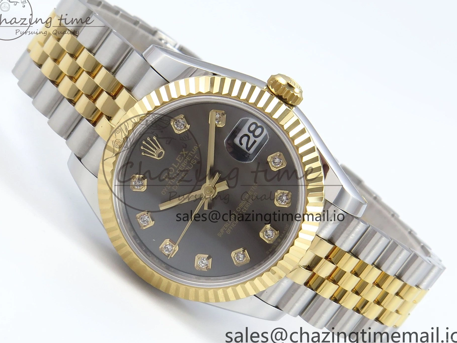 Best ETA 31 904L 278273 1:1 Edition Steel DateJust Bracelet Gray on YG 2688 SS Jubilee Diamonds Dial ARF 0206